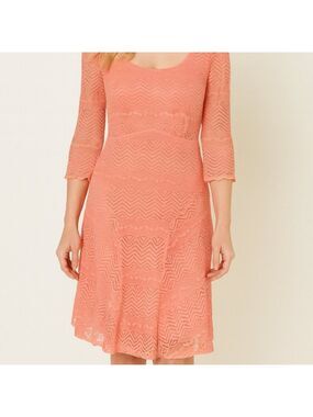 Chris McLaughlin Peach Lace Fit & Flare Dress – Fully Lined – Size 10 (EUC)